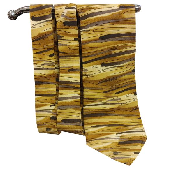 VTG J.Garcia Men's OS Yellow/Gold/Brown Abstract Silk Tie Doggie Collection 28 - Picture 1 of 4